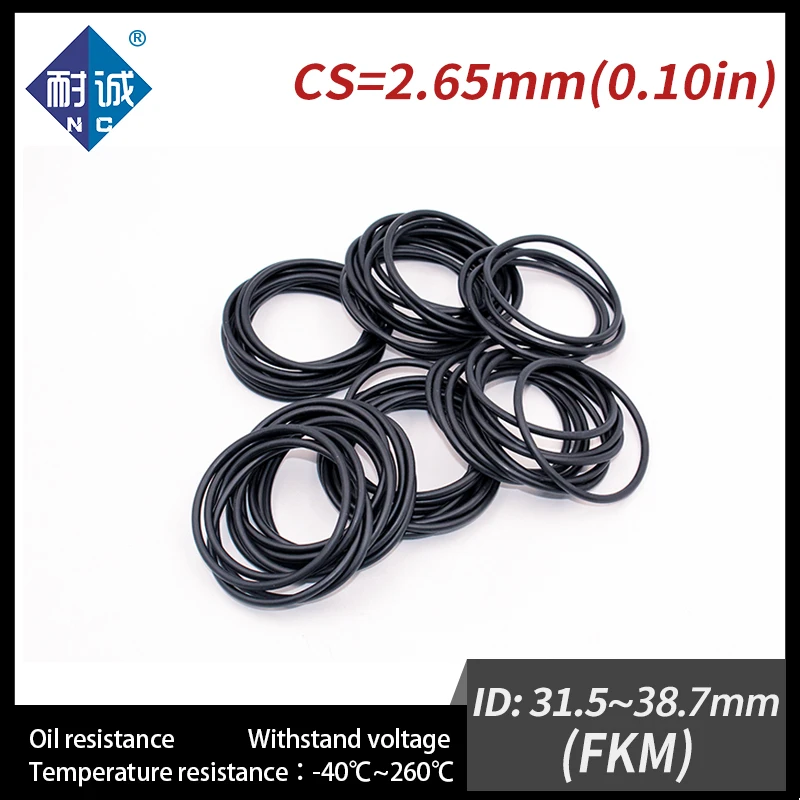 

2PCS/lot fluoro rubber Ring Black FKM Oring Seals Thickness 2.65mm ID31.5/32.5/33.5/35.5/36.5/37.5/38.7mm O ring Washer