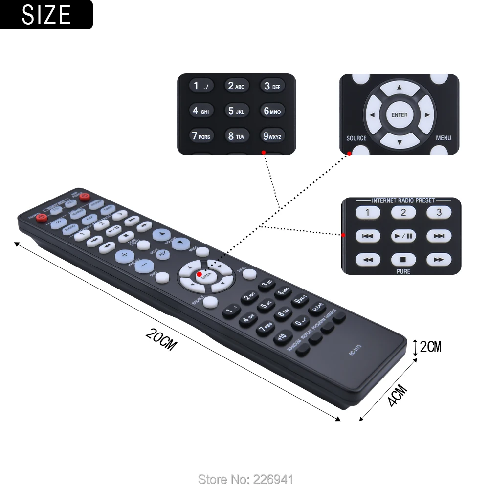 RC-1173 Replace Remote Control for Denon Integrated Amplifier PMA-720 PMA-520AE