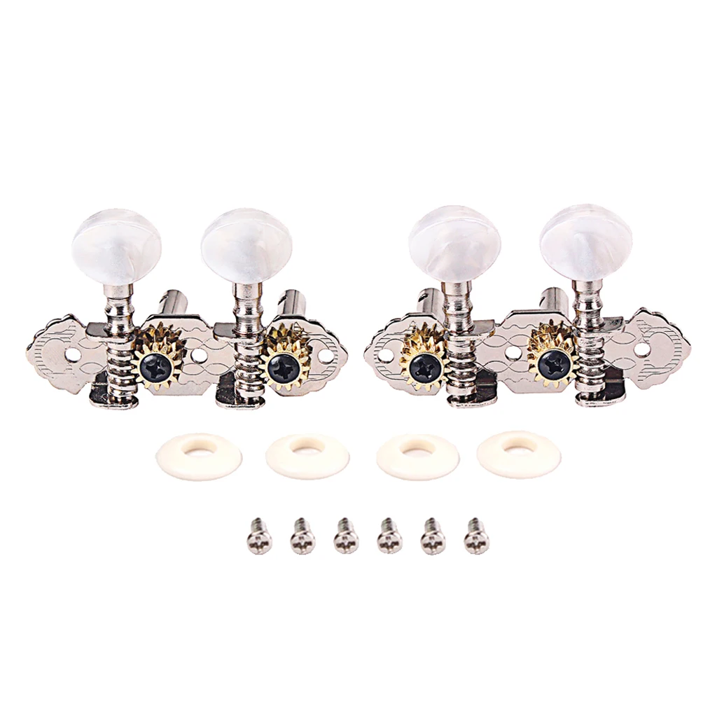 1R1L Guitar String Button Tuning Peg Tuners Set with Screws Gaskets, for 4-String Cigar Box Ukulele