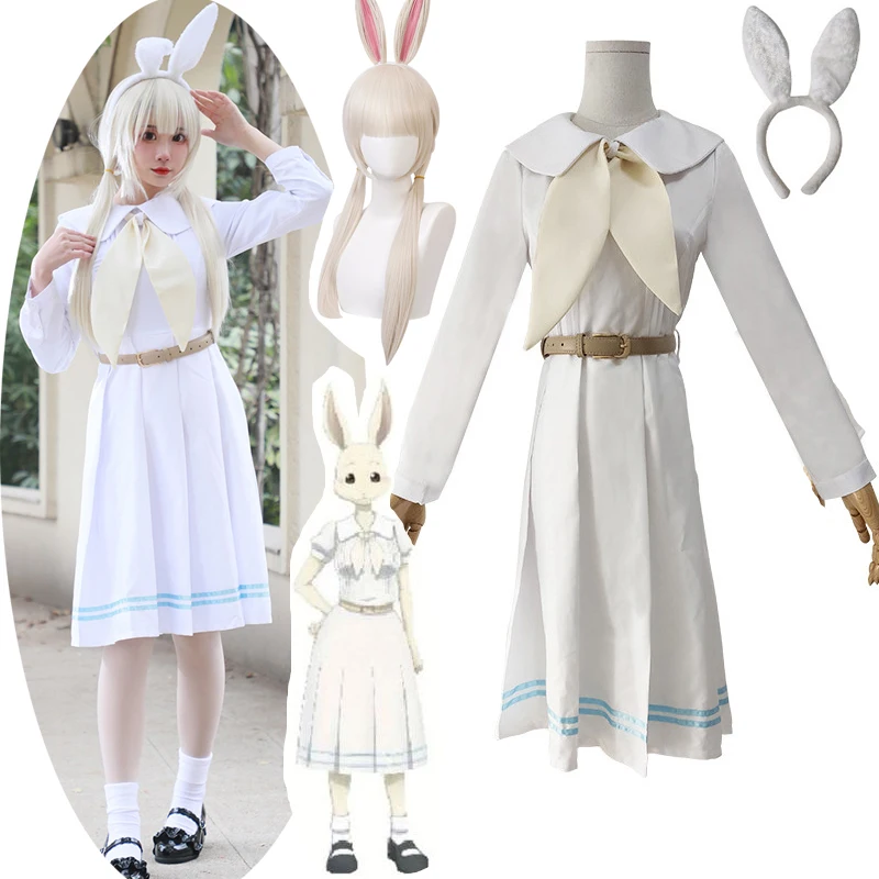 Anime Beastars Haru Cosplay Costume Uniform White Rabbit Animal Cute Dress and shoes Girls Senpai Cosplay Outfits Halloween suit