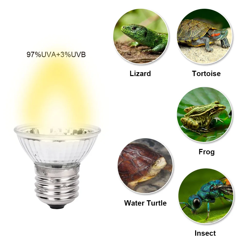 Amphibians Reptile lamp Set with Clip-on Bulb UVB Lamp Holder Turtle Terrarium Tortoises Basking Heating Lamp Kit