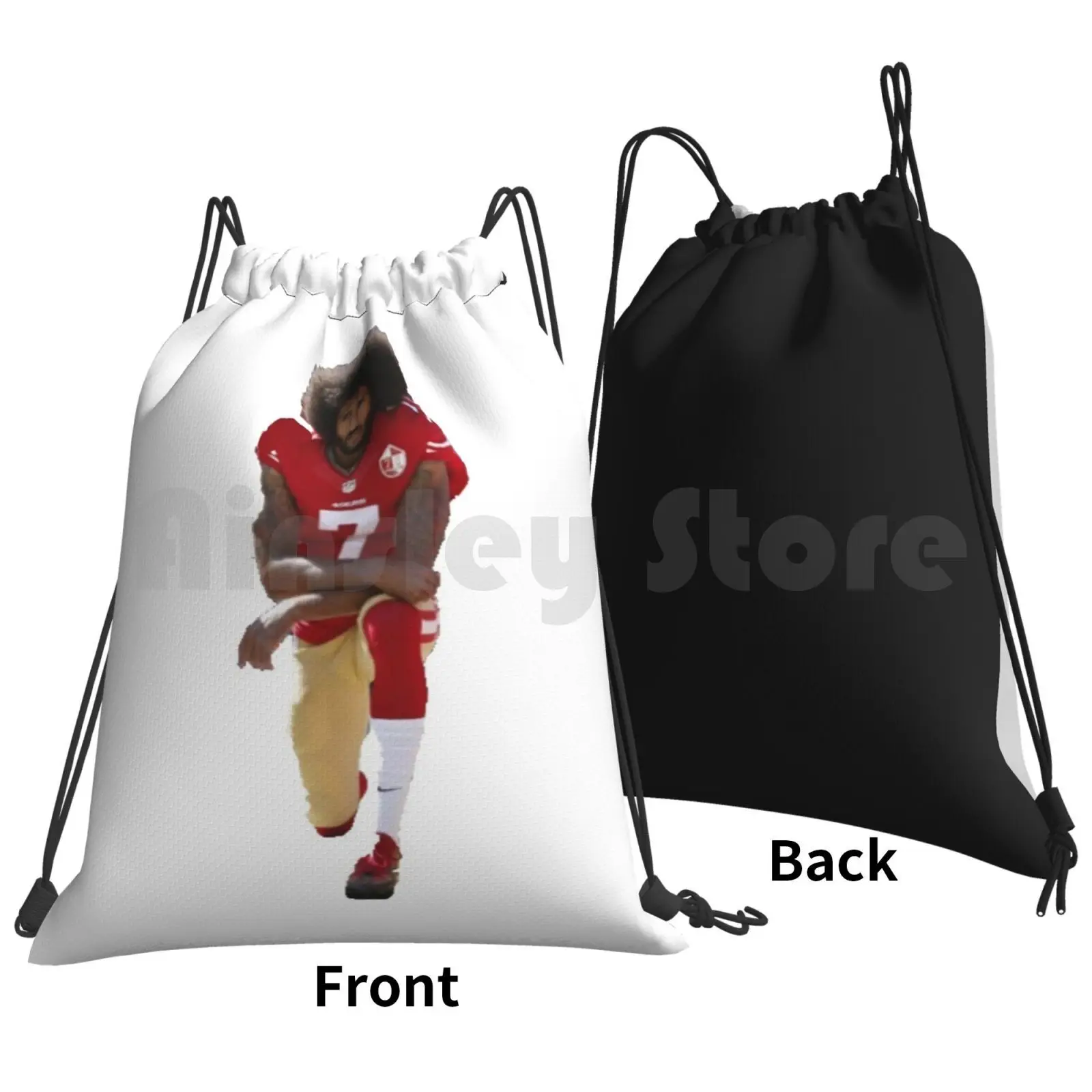 Colin Kaepernick Kneeling Backpack Drawstring Bag Riding Climbing Gym Bag Sports 49rs Food DIY Trend Meme Memes Dank Dank