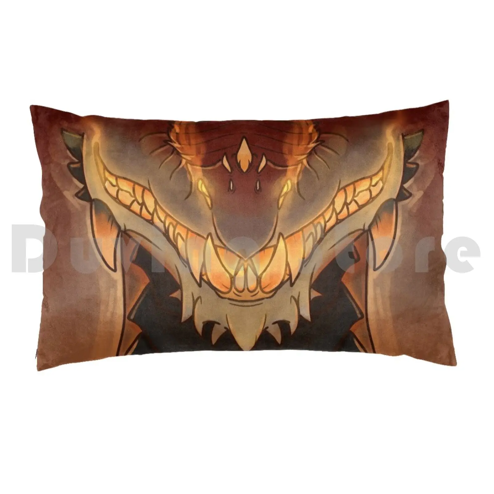 Glowing Mouth Dragon Pillow Case DIY 50*70 Mouth Brown Snarl Fantasy Teeth Dragon