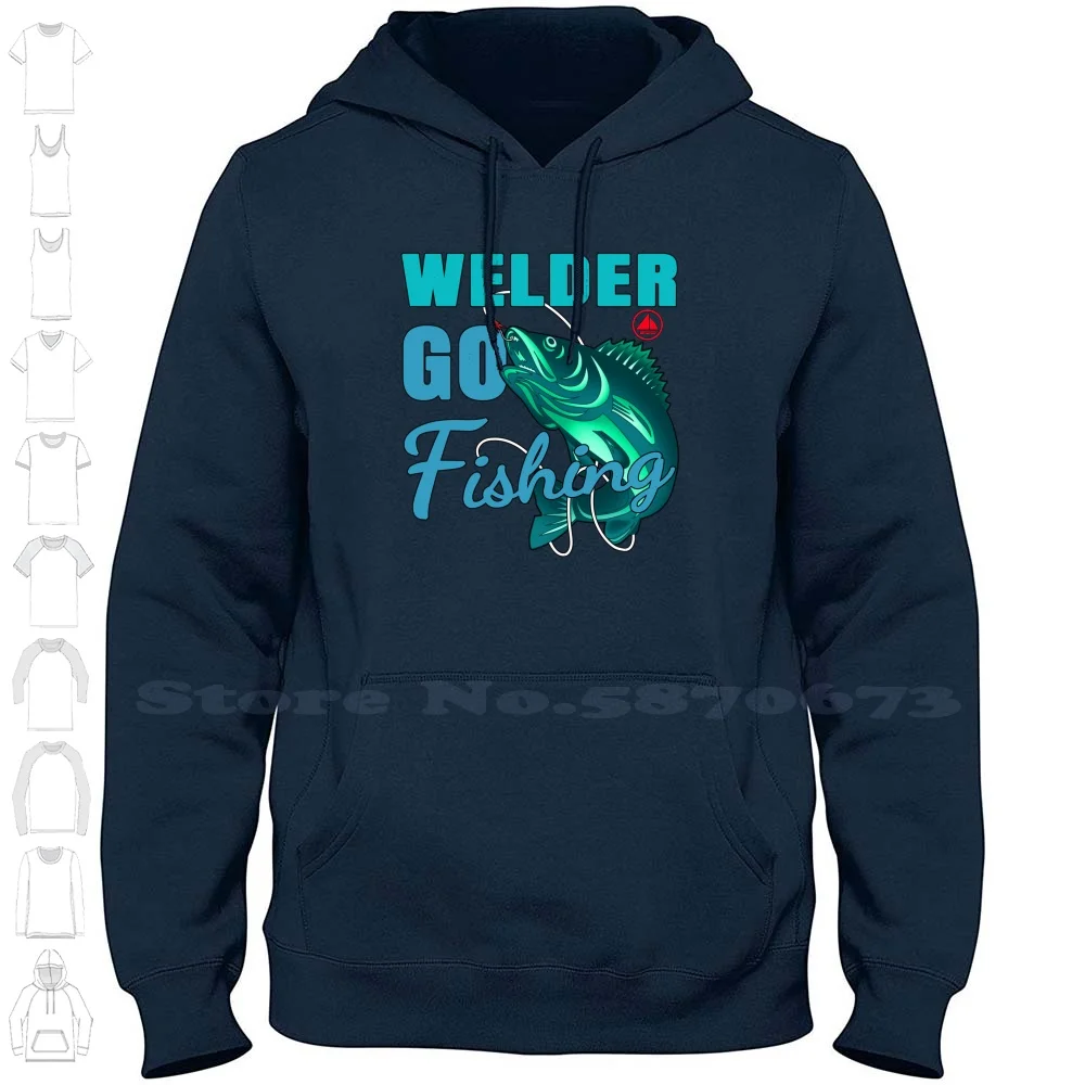 Go Fishing Design Quote 100% Cotton Hoodie T-Shirt Rod Fish Finder Fishing Hobby Cute Taco Personnel Girlfriend Boyfriend