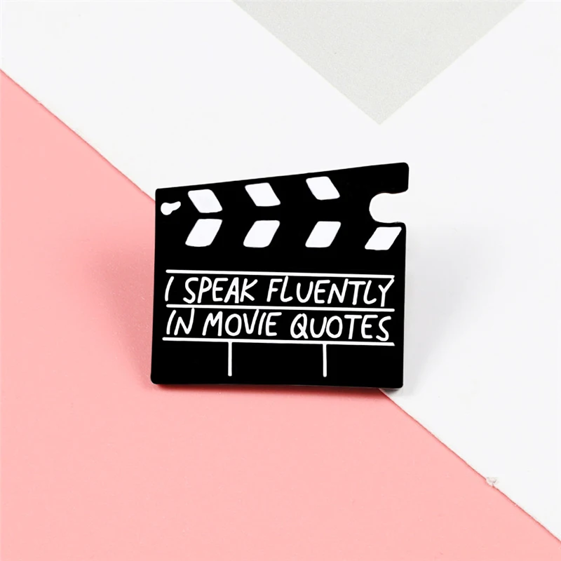 Black Movie Board Enamel Pins Creative Clapperboard Brooches Cartoon Cinema Badges Backpack Shirts Lapel Jewelry Gift For Friend