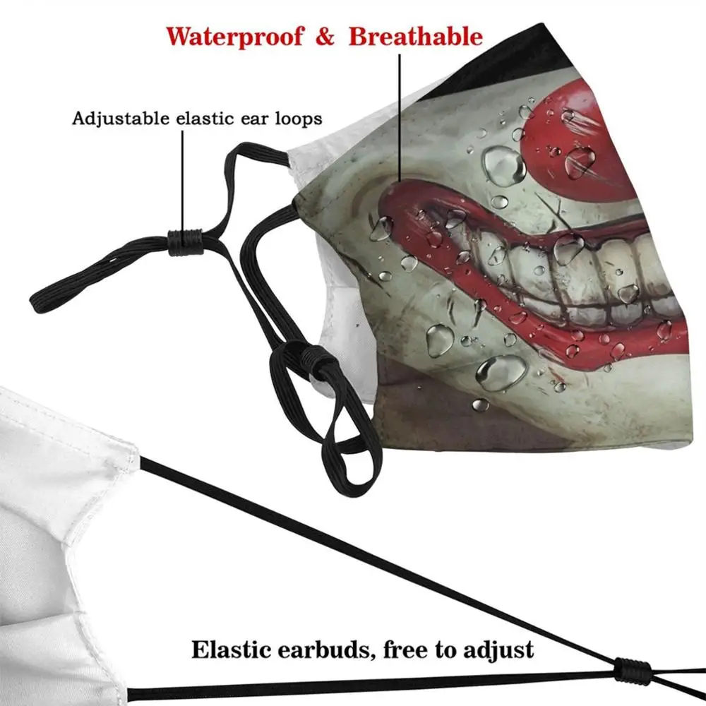 Маска для лица клоуна, маска для взрослых и детей, моющаяся, фильтр Pm2.5, логотип, креативность клоуна, злого клоуна, плохого клоуна, страшного клоуна, плохого клоуна