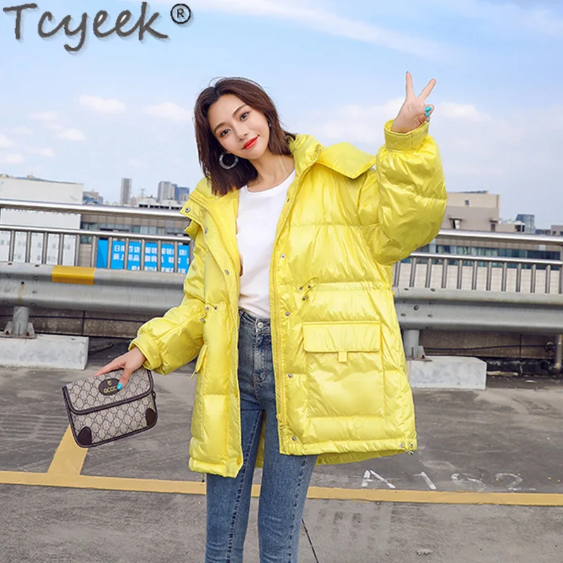 Jacket Winter 2021 Female Autumn White Duck Down Jackets Coats Woman Glossy No Wash Parkas Women\'s Clothing Casaco TN160