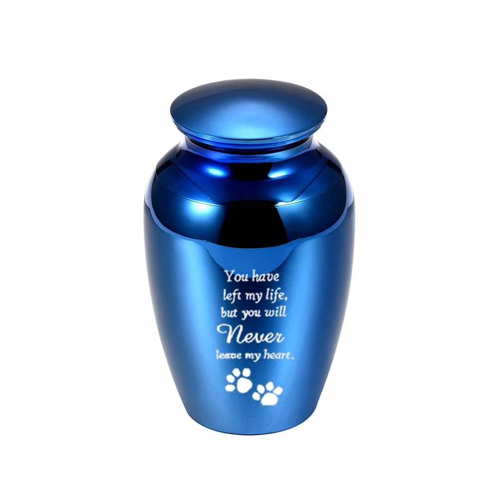 Cremation Urn Aluminum Alloy 70x45mm Jar, Dog Paw Urn Coffin Pot Engraved -You Have Left My Life, But You Will Never Leave My He