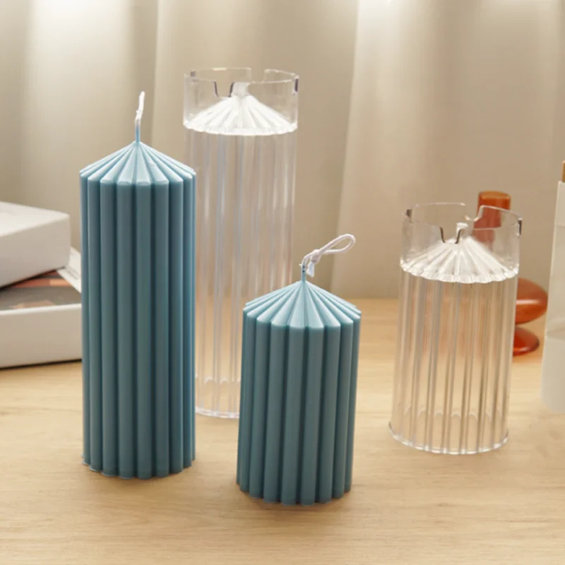 Candle Mould Stripe Cylindrical Spire Aromatherapy Candle Mold DIY Geometric Shaped Transparent Plastic Mold Candle Making Mold