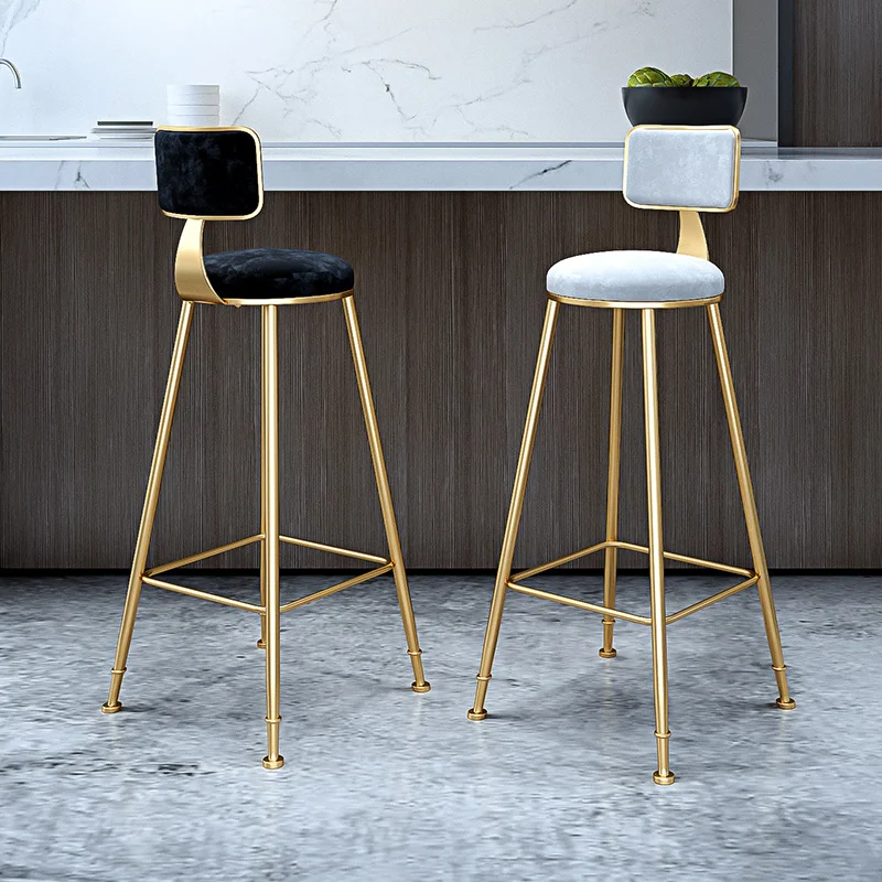 

Modern Wrought Iron Bar Stool Minimalist Home Backrest Nordic Beauty Dining Chair High Stool Restaurant Cafe Stool Bar Stool