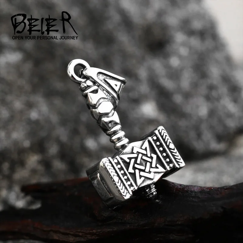 BEIER Norse Viking Tomahawk Pendant necklace  mjolnir pendant North Necklace Stainless Steel Chain Necklace  Jewelry BP8-482