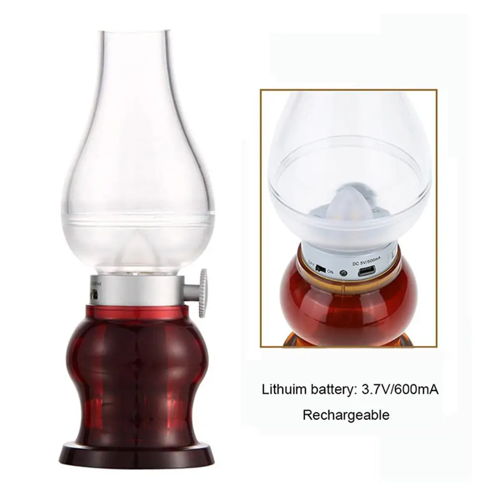 LED Retro Kerosene Lamp USB Rechargeable Night Light for Bedroom Decoration