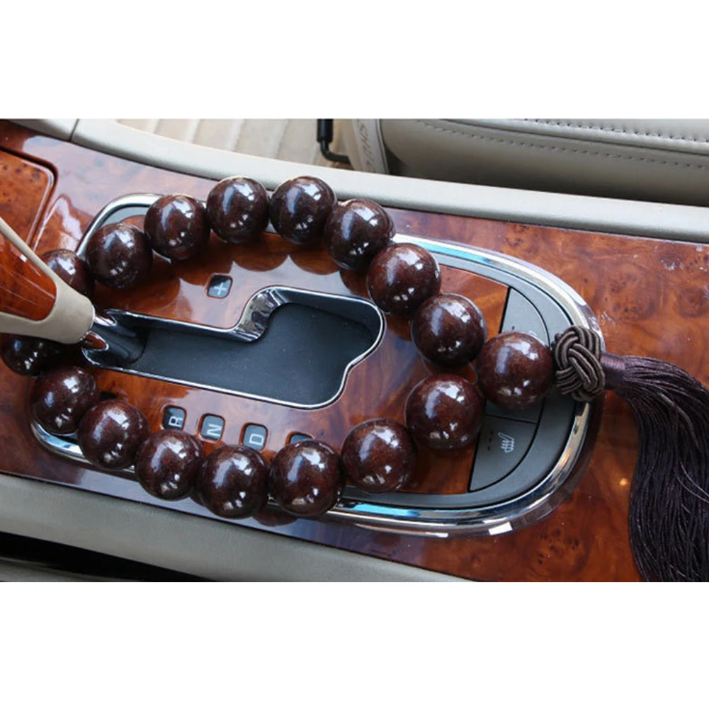 Wood Buddha Beads Car Rearview Mirror Hanging Pendant Interior Decor Ornament