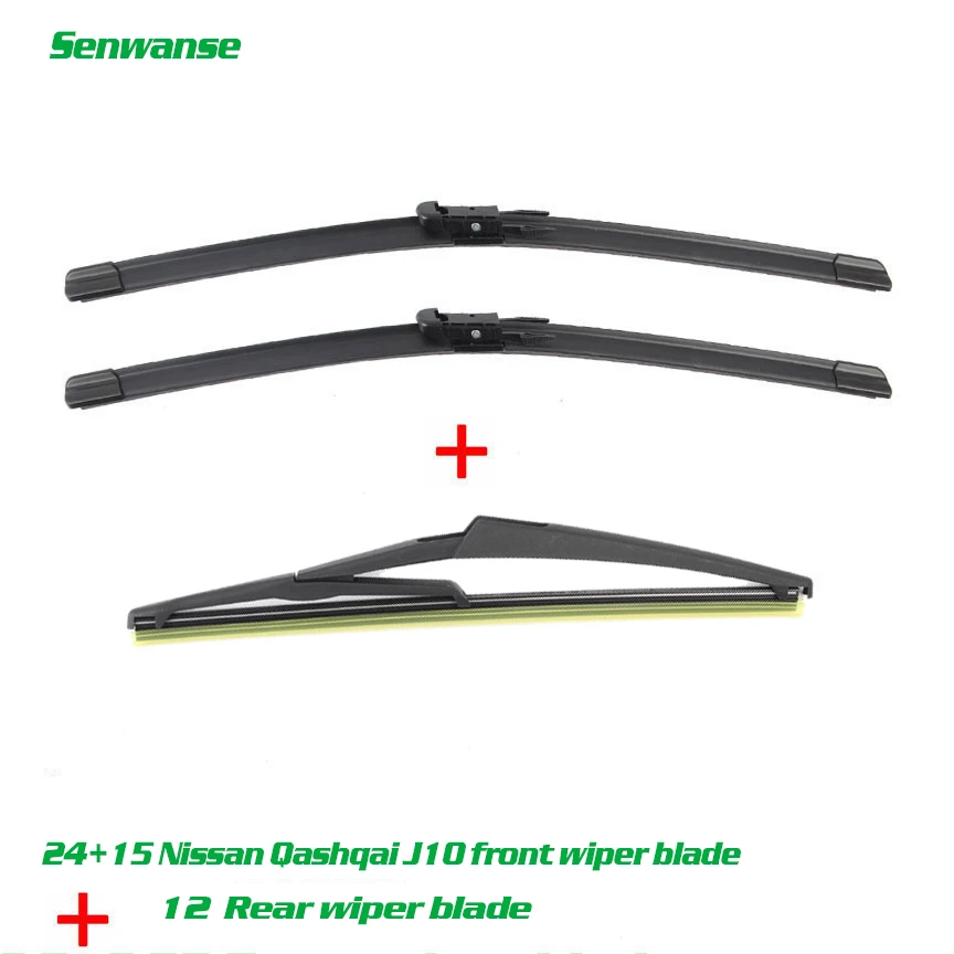 

Senwanse Front and Rear Wiper Blades For Nissan Qashqai J10 2007-2013 Windshield Windscreen Wiper 24"+15"+12"