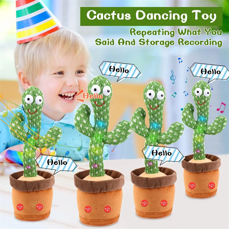 120 Song Dancing Cactus Plush Toy Speaker Talking Repeat Plush Cactu Dancer Toy Talk Plushie Stuffed Toys For Kids Gift