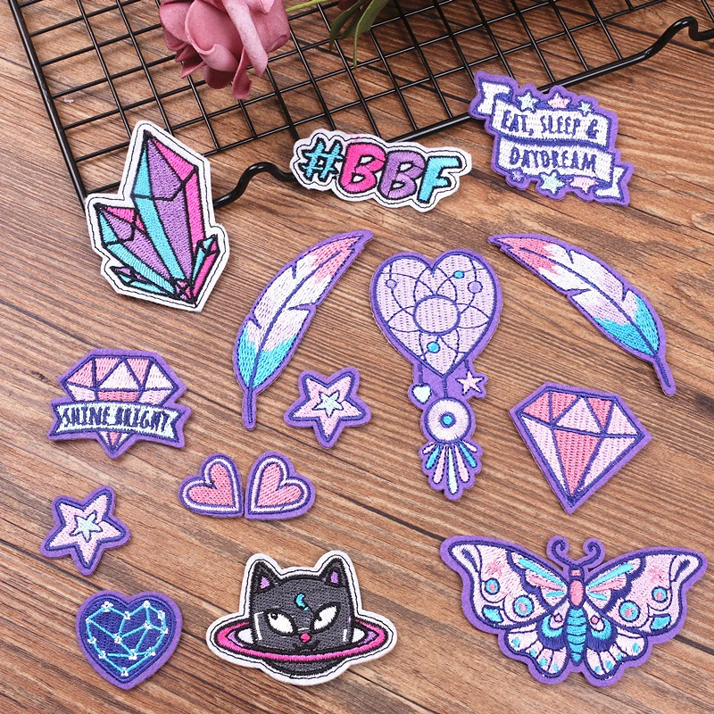 New Ins Wind Chime Feather Diamond Embroidery Patches Badges Cloth Sticker DIY Bag Hat Clothes Decoration Patch Lroning Sticker