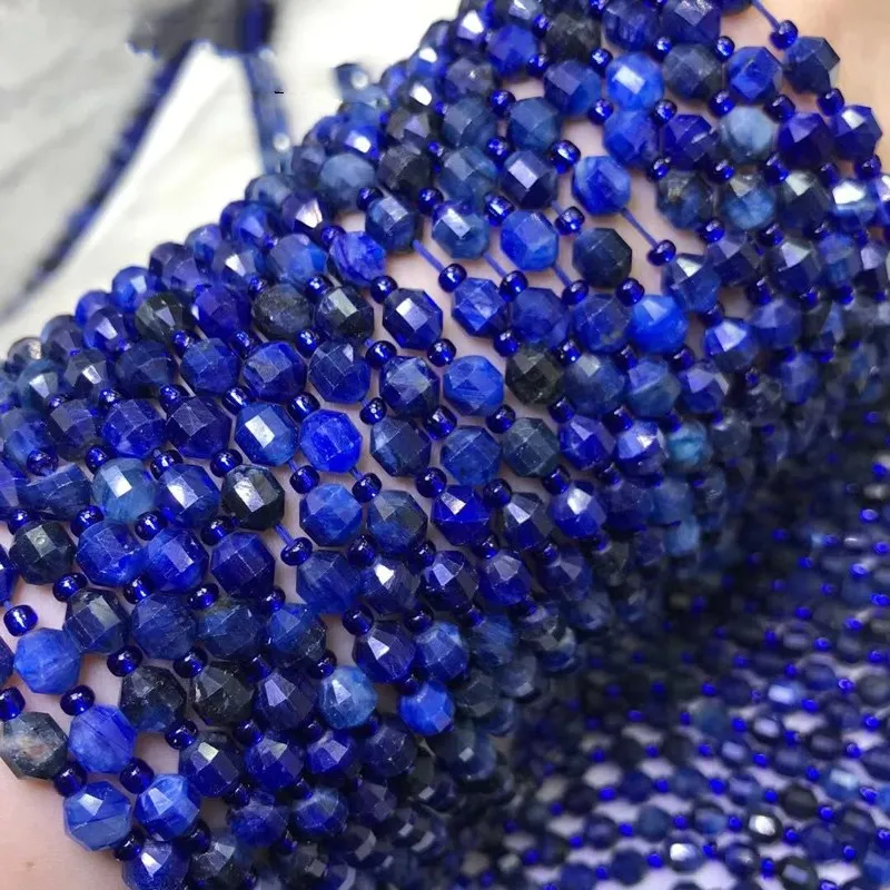 

loose beads blue kyanite faceted 5-6mm nature for making jewelry necklace 14inch FPPJ wholesale