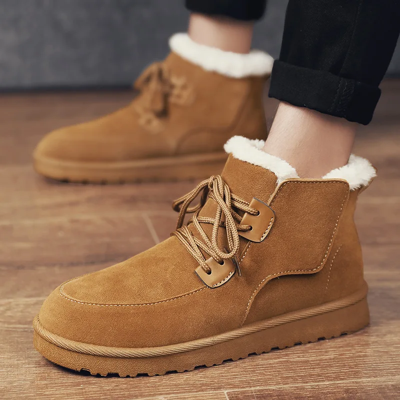 Men Boots Warm Snow Boots Platform Shoes Ankle Boots Winter Causal Sneakers 2021 Winter Fur Men Booties Plush Shoes Botas Hombre