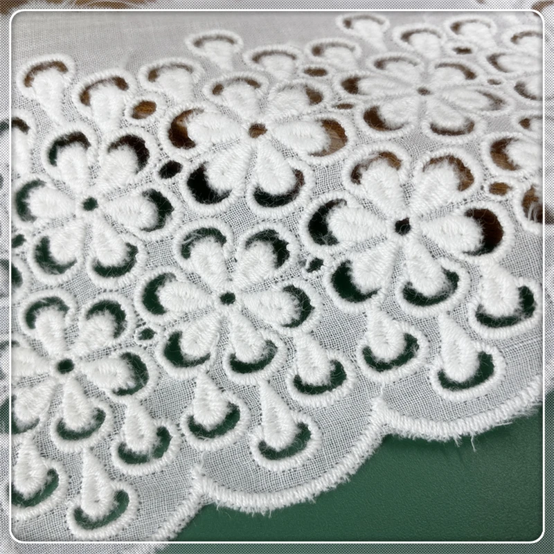 New Cotton Cloth Hollow Three-dimensional Flower Embroidery Flower Cuffs Lace Trimmings Decorative Lace Band 8.5cm Wide