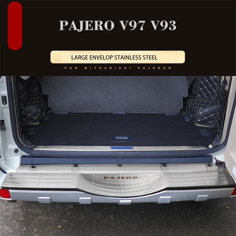 For Mitsubishi Pajero Stainless Steel Rearguard V97V93V73V87V98V95 Trunk Tailgate Guard Plate Trunk Threshold Modified Interior