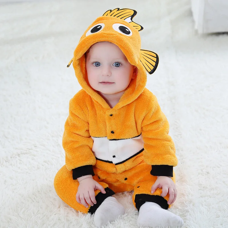 Ubrania typu Cosplay Baby Romper Onesie niemowlę chłopiec dziewczyna Cartoon Nemo kombinezon dziecięcy Ropa Bebe pajacyki Onesie zima miękki wystrój kostium