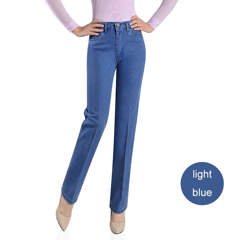Vintage hoge taille jeans dames herfst herfst rechte lange denim broek dames 2020 plus size moeder zwart blauwe jeans broek broek