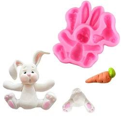3D Rabbit Easter Bunny Silicone Mold Fondant Cake Mould Cupcake Decorating Tools Confeitaria Chocolate FondantKitchen Tools M562