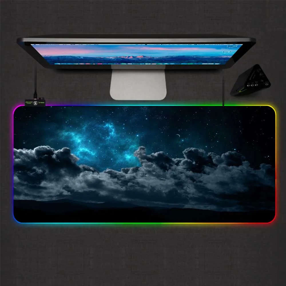 

Большой коврик для мыши Mairuige, 90x40 RGB, Звездный коврик для мыши со светодиодной подсветкой, цвет мышь с подсветкой, коврик светодиодный мыши для компьютера, ноутбука, офисного стола, коврик для мыши