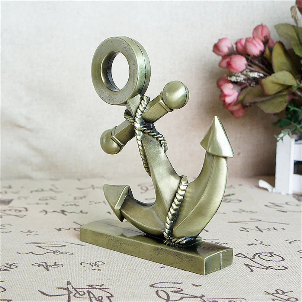 Alloy Anchor Model Ornaments Europe Retro Ship Anchor Figurine Metal Iron Crafts Gift Kids Toy Home Office Decor Crafts