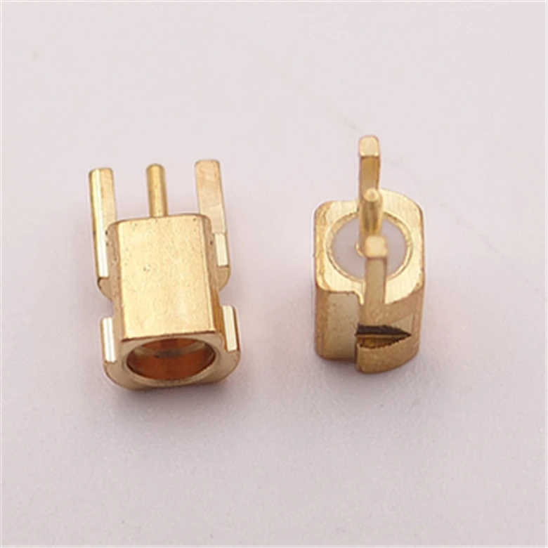 

100PCS 3pin 3 pin female JACK Brass Gold Plated MMCX MMCX-KEF Sockets straight COAXIAL PCB mount Soldering