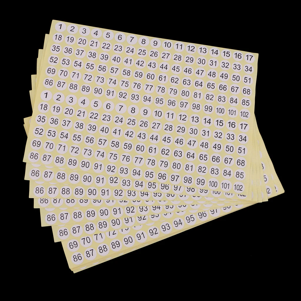 15 Sheets Number Stickers 1 to 102 Adhesive Stickers Round Number Labels Inventory Storage Organizing Sticker 10mm Each Label