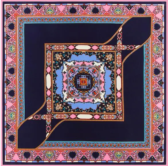 Écharpe sergé pour femme, injSquare, style bohème et ethnique, imprimé floral, châle féminin, haute qualité, marque rétro, 100cm x 100cm