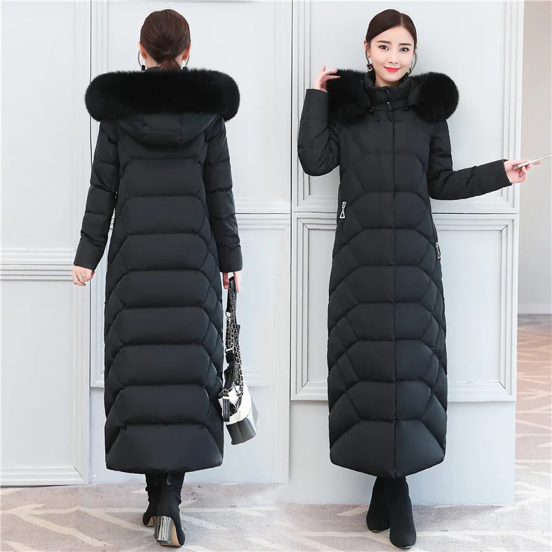 

Long Winter Coat Female Thick Women's Down Jacket + Real Fox Fur Hooded Elegant Duck Down Jackets Women Clothes 13 s