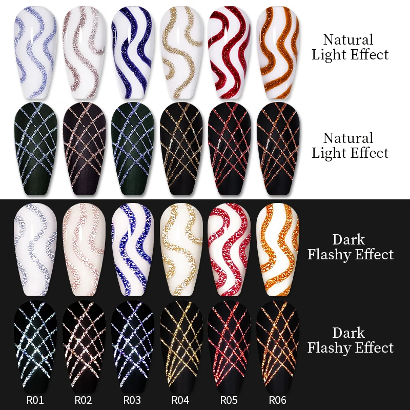 Lilycute-gel De Pintura Para Manicura, Esmalte Semipermanente, Barniz De Línea Con Purpurina Reflectante, Para Dibujo De Navidad, Uv/led Need Base Top Coat, Diy, 5ml