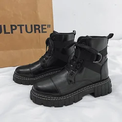 Fashion Black Cowboy Men's Winter Boots Outdoor Snow Boots Men Casual Leather Waterproof Work Shoes Men Ankle Boots