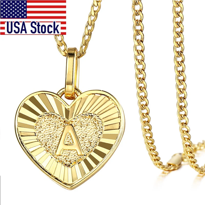 Initial A-Z Letters Necklace Gold Color Heart Shaped Love Charm Alphabet Pendant for Women Girls Unique Name Jewelry Gifts GP419