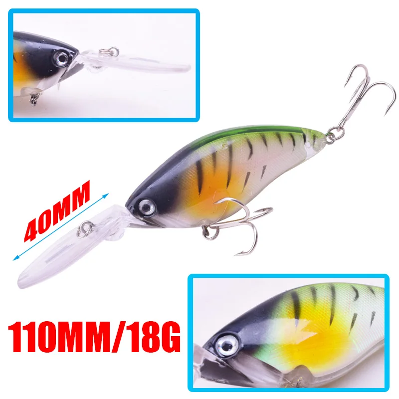 1PCS Trolling Wobblers Rattle Hard Lure 11cm 18g Fishing Artificial Bait Pike Floating Deep Diving Crankbaits  Pesca Bass Tackle