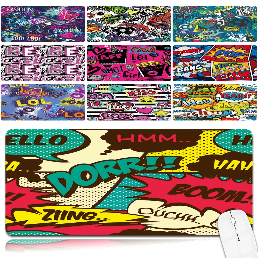 Extra Large Office Computer Desk Mat Anti-slip Waterproof PU Leather Mouse Pad Graffiti Art Pattern Portable Game Mouse Mat