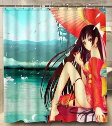 Alexander Bathroom Products Polyester Fabric Hentai Anime Girl Rain Laker Hot Shower Curtains