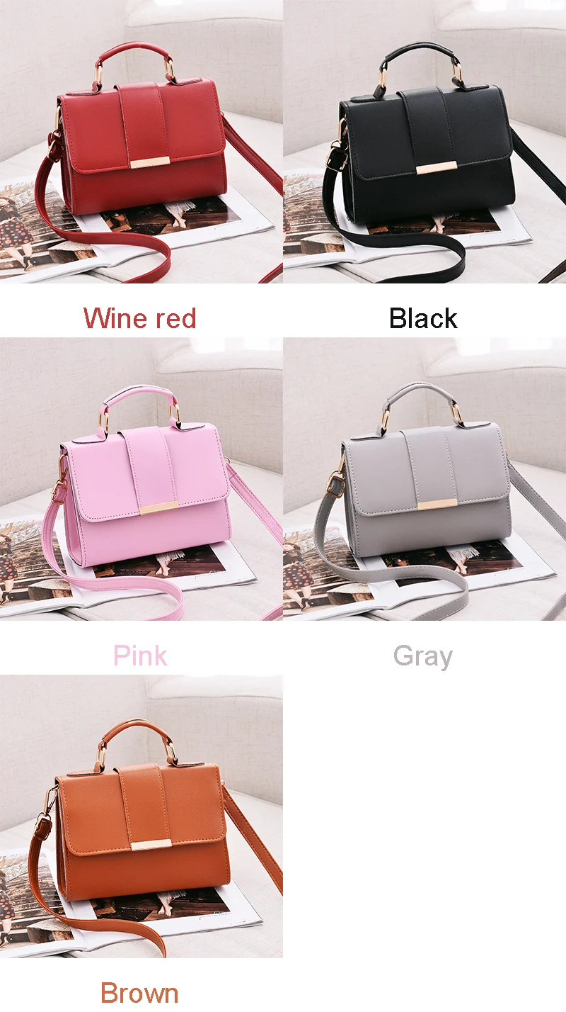 Heißer Verkauf Flap Sling Schulter Taschen für Frauen Einfarbig Umhängetasche Messenger Tasche Geldbörse Weibliche Leder Handtasche Tasche – Detail 4