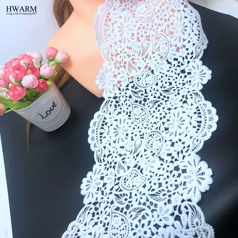 Tissu africain en dentelle blanche en rotin, 17.5cm, 5 m, fleur, garniture de mariage, chapeau, oreiller, jupe, accessoires bricolage, couture complète de robe