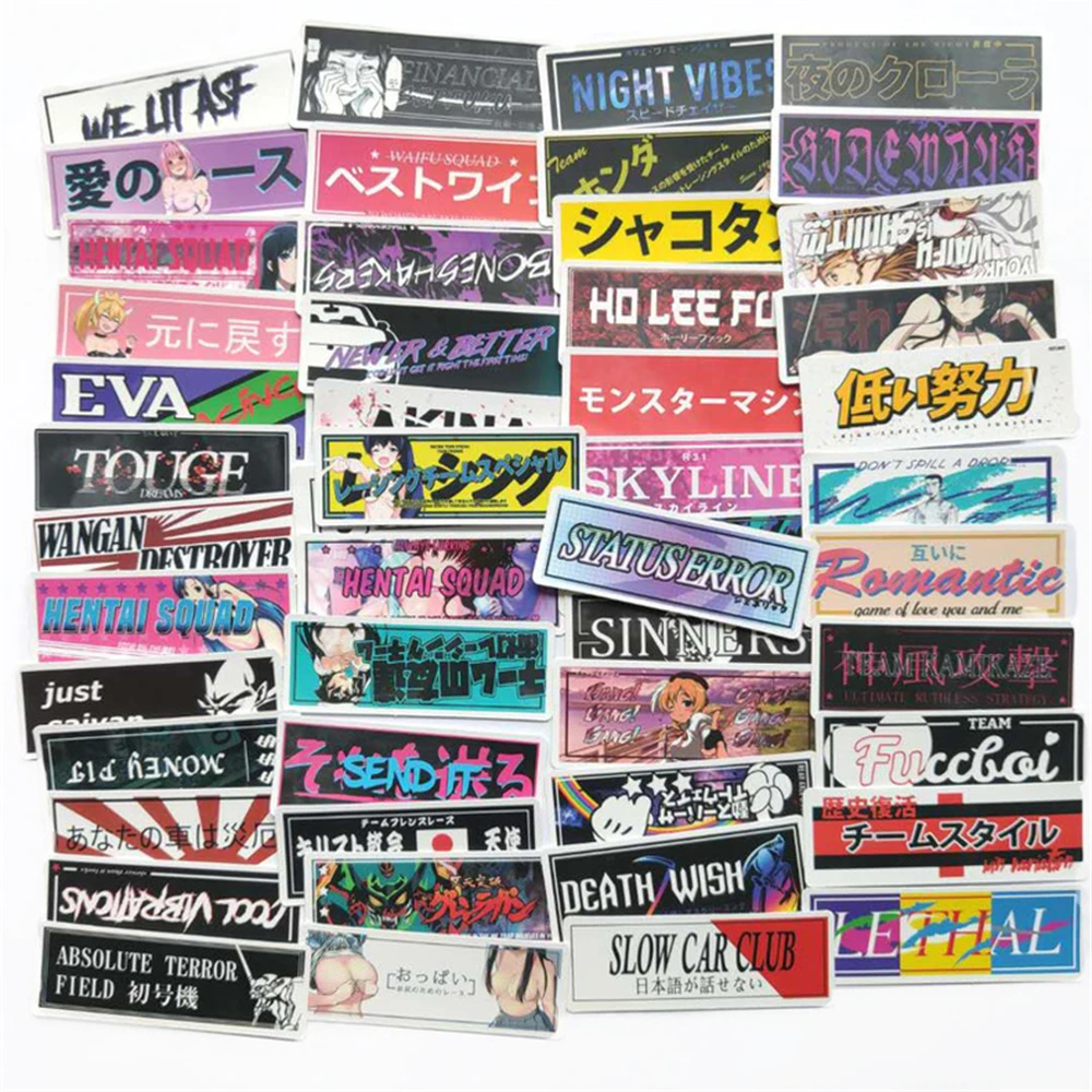 JDM Japón Graffiti personalizado, decoración DIY, equipaje, guitarra, juguete, pegatina, venta al por mayor, 10, 30, 50 piezas