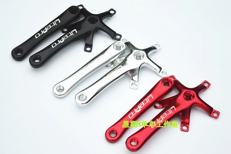 LITEPRO 412 Folding Bike Crank BCD 130mm Aluminum Alloy Square Hole Crank 170mm Folding Bicycle Crankset Part Black/Red/Silver