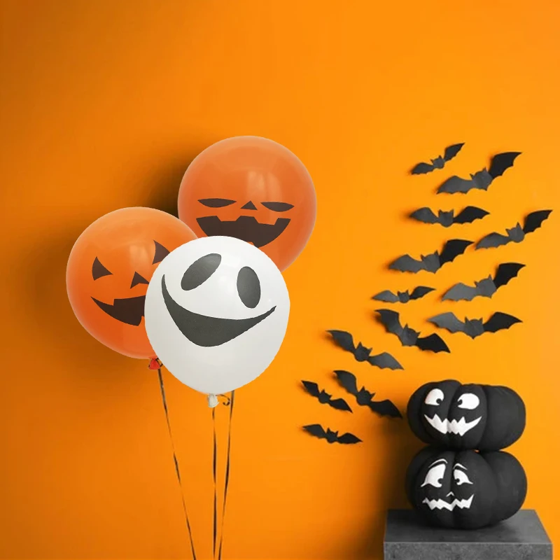 10Pcs 10inch Halloween Pumpkin Ghost Latex Balloons For 2023 Happy Halloween Party Kids Toys Air Globos Birthday Home Suppllies