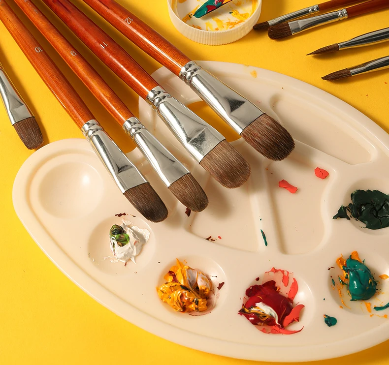 Weasel cabelo escova aquarela, especial arte conjunta paint pen, linha acrílica caneta óleo, guache paint set, conjunto de 6 peças