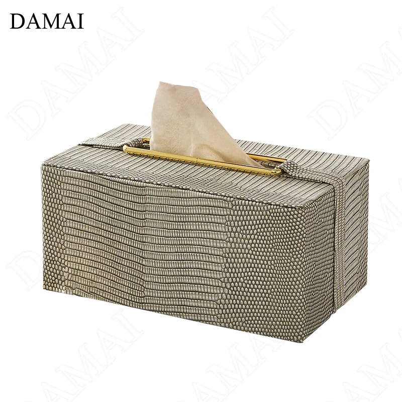 Crocodile Leather Texture Tissue Boxes Nordic Minimalist Creative Bedroom Bedside Paper Towel Storage Box Living Room Decoration