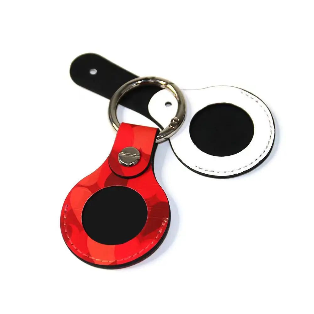 10PCS Bulk Blank Sublimation PU Leather Protective Keychain Case for Airtag Tracker Printable Sublimation Blanks for Diy