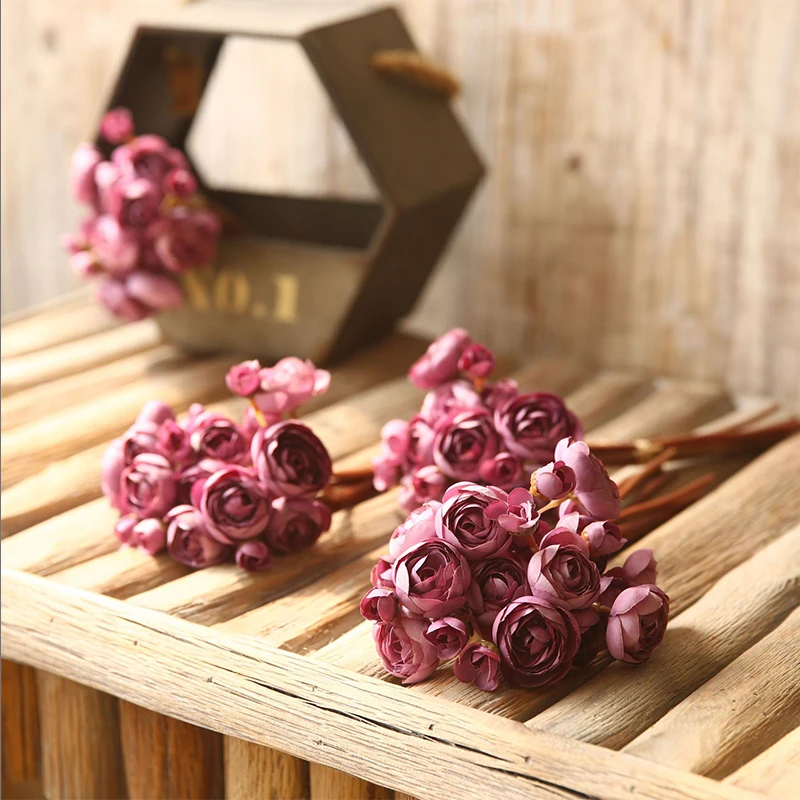 

Artificial Plants Wedding Decoration Handmade Mini Buds Artificial Flower Short Branch Flower Home Party Display Decoration