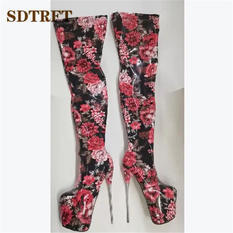 SDTRFT scarpe da donna Pole Dancing 22cm tacchi alti sottili Stiletto sopra il ginocchio stivali lunghi piattaforma donna pompe Cosplay botas mujer