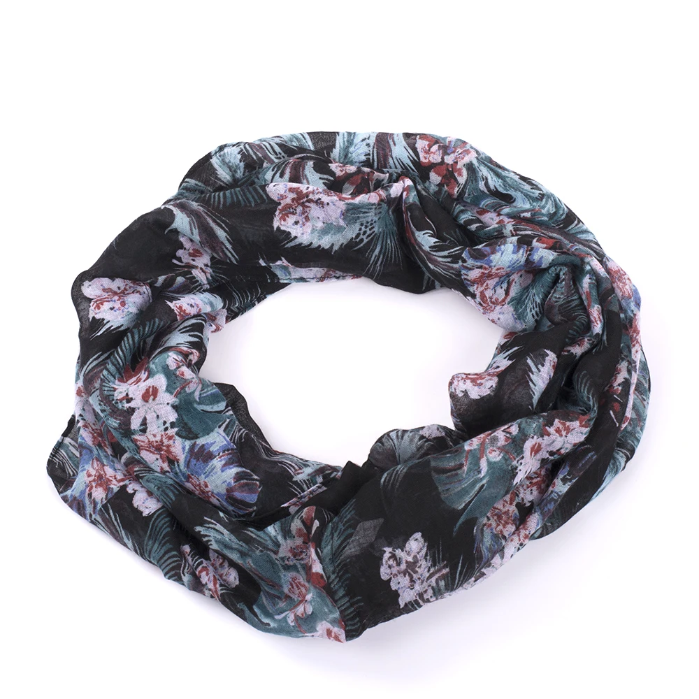 Fashion Women Ring Scarf Lightweight Flower Neck Infinity Scarf Foulard Chiffon O Scarves for Women